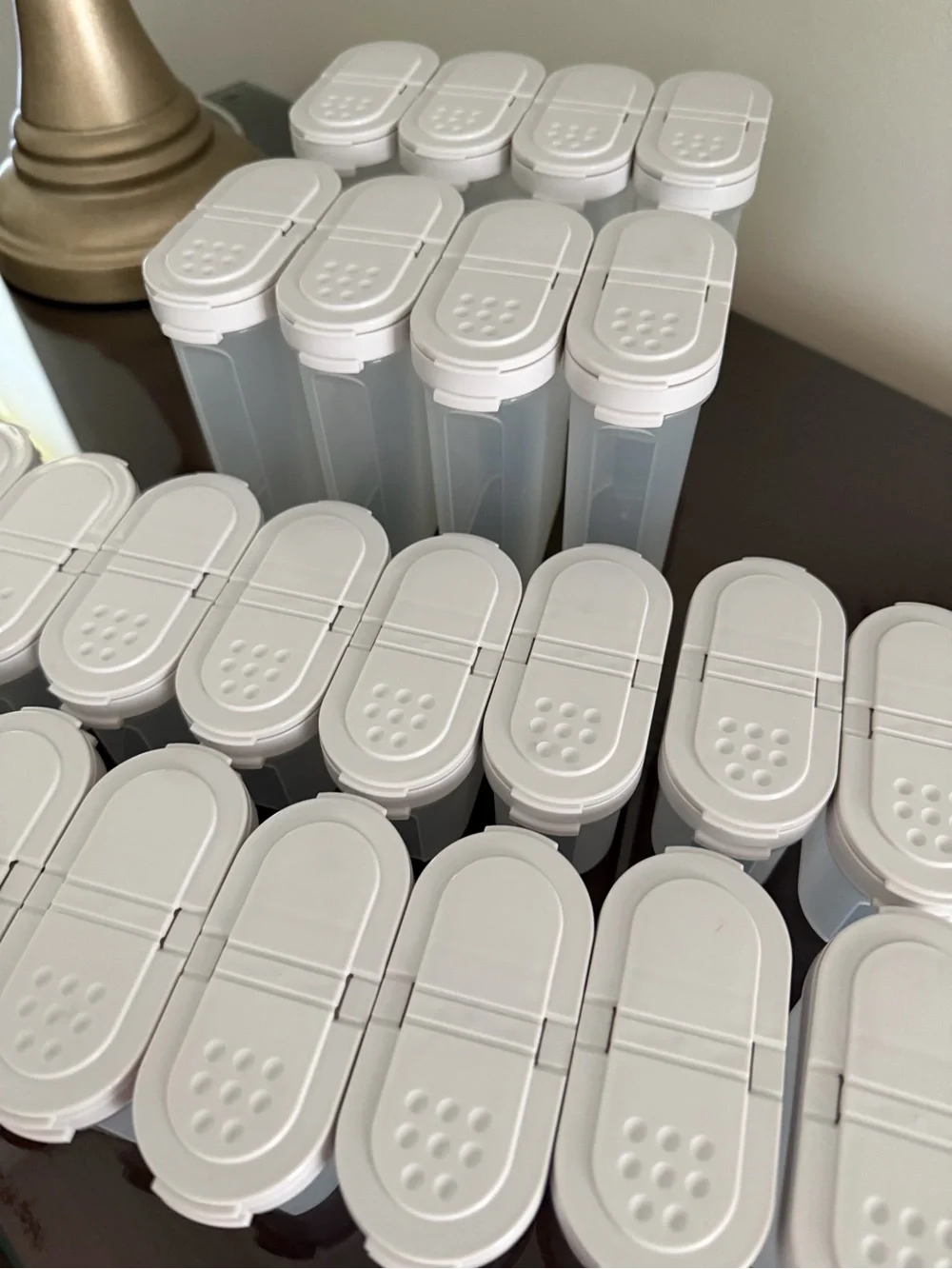 NEW. Tupperware White Flip-Top spice containers. 16 small, 8 large